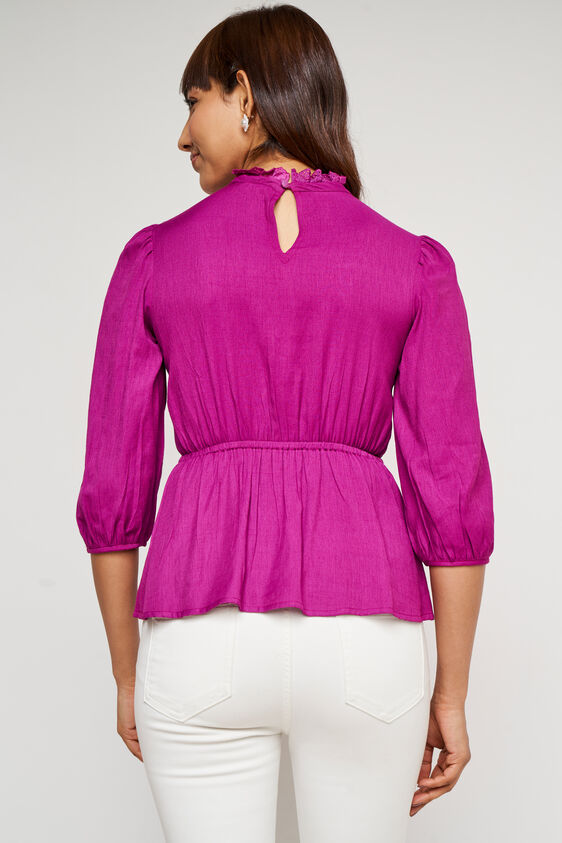 Magenta Solid Flared Top, Magenta, image 5